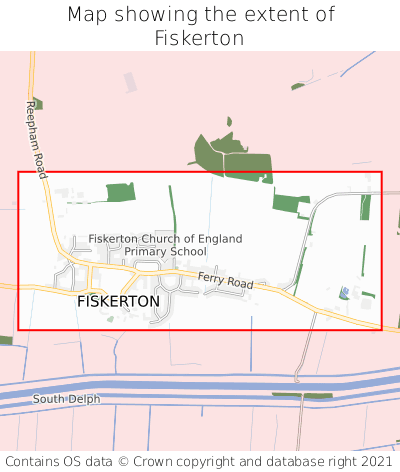 Map showing extent of Fiskerton as bounding box