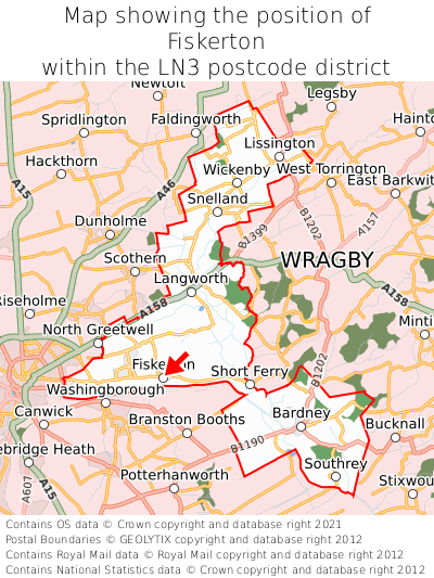 Map showing location of Fiskerton within LN3