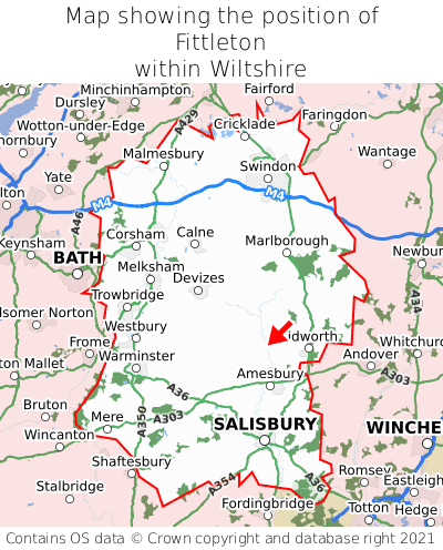 Map showing location of Fittleton within Wiltshire