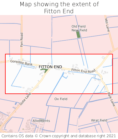 Map showing extent of Fitton End as bounding box