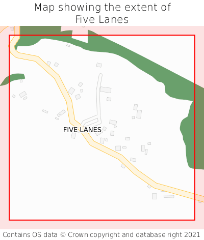 Map showing extent of Five Lanes as bounding box