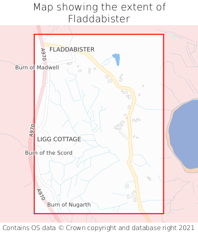Map showing extent of Fladdabister as bounding box