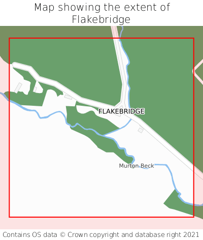 Map showing extent of Flakebridge as bounding box