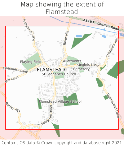 Map showing extent of Flamstead as bounding box