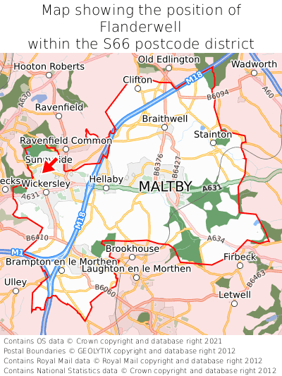 Map showing location of Flanderwell within S66