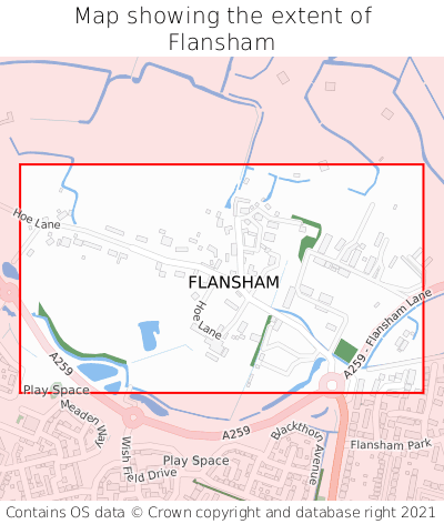 Map showing extent of Flansham as bounding box