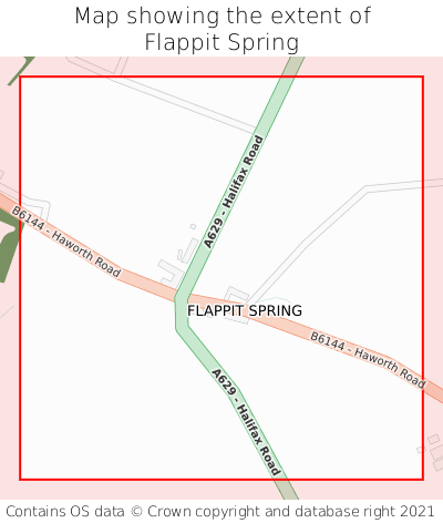 Map showing extent of Flappit Spring as bounding box