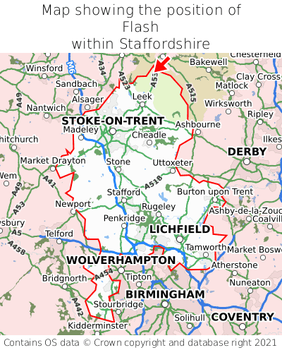 Map showing location of Flash within Staffordshire