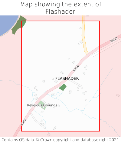 Map showing extent of Flashader as bounding box