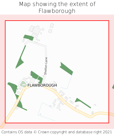Map showing extent of Flawborough as bounding box