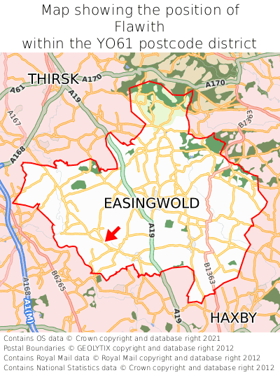 Map showing location of Flawith within YO61