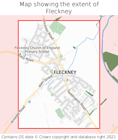 Map showing extent of Fleckney as bounding box