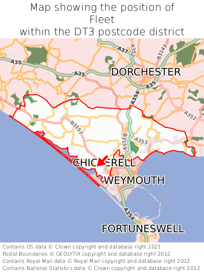 Map showing location of Fleet within DT3