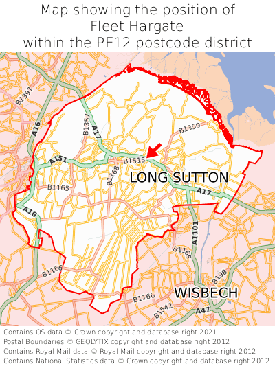 Map showing location of Fleet Hargate within PE12