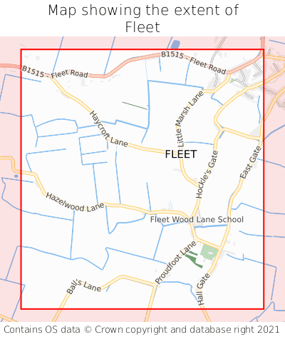 Map showing extent of Fleet as bounding box
