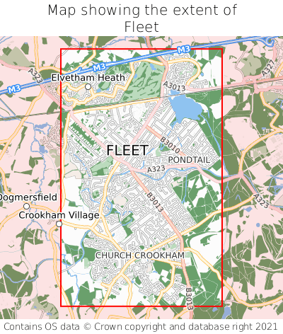 Map showing extent of Fleet as bounding box