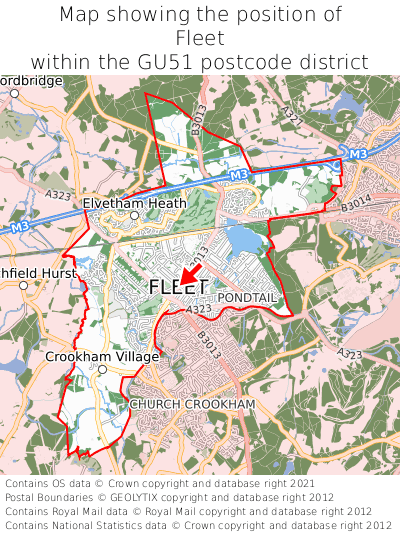 Map showing location of Fleet within GU51