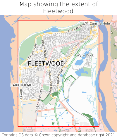 Map showing extent of Fleetwood as bounding box