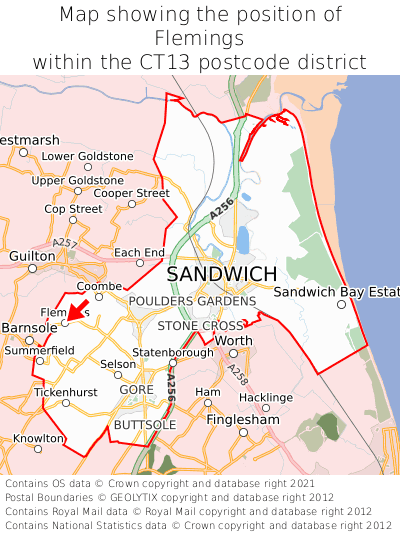 Map showing location of Flemings within CT13