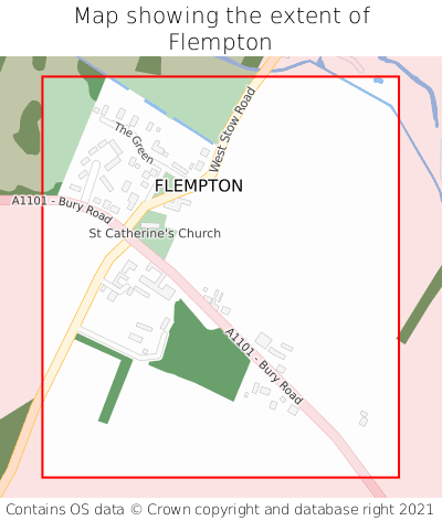 Map showing extent of Flempton as bounding box