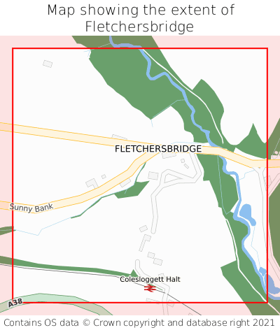 Map showing extent of Fletchersbridge as bounding box