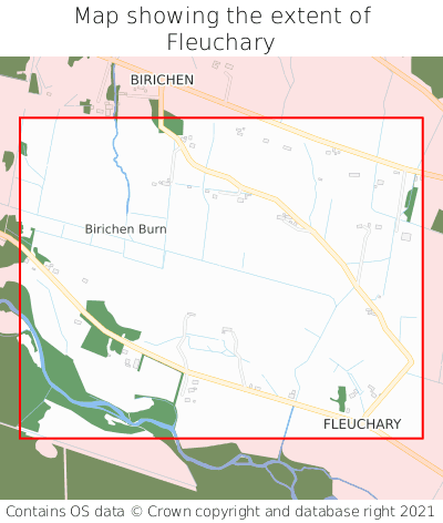 Map showing extent of Fleuchary as bounding box