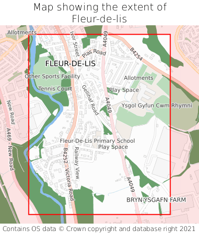 Map showing extent of Fleur-de-lis as bounding box