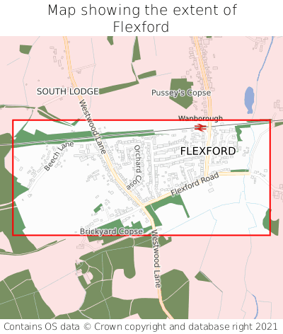 Map showing extent of Flexford as bounding box
