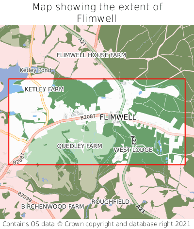 Map showing extent of Flimwell as bounding box