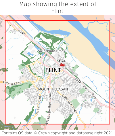 Map showing extent of Flint as bounding box