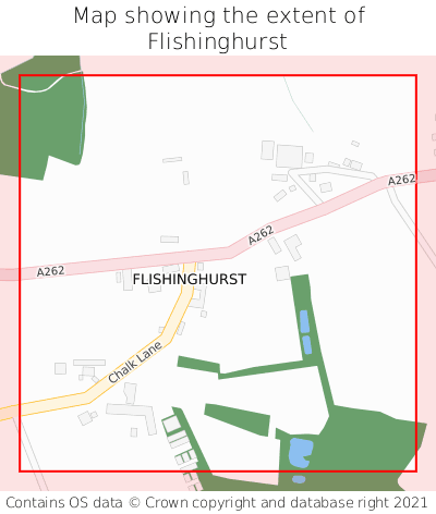 Map showing extent of Flishinghurst as bounding box