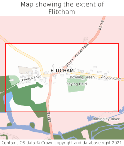Map showing extent of Flitcham as bounding box