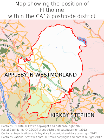 Map showing location of Flitholme within CA16