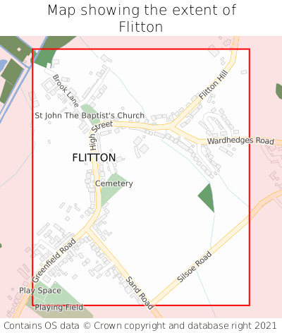 Map showing extent of Flitton as bounding box