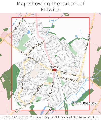 Map showing extent of Flitwick as bounding box