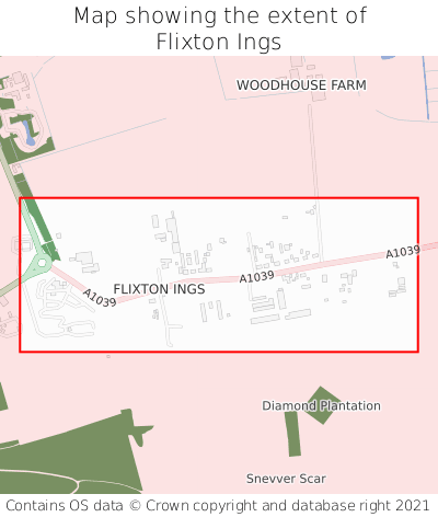 Map showing extent of Flixton Ings as bounding box