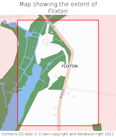 Map showing extent of Flixton as bounding box