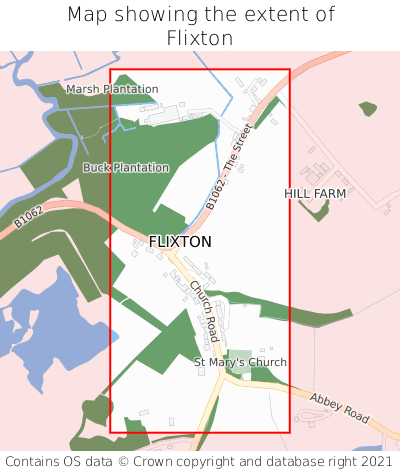 Map showing extent of Flixton as bounding box