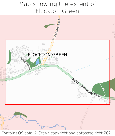 Map showing extent of Flockton Green as bounding box