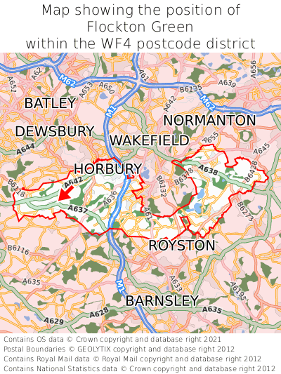 Map showing location of Flockton Green within WF4