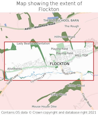 Map showing extent of Flockton as bounding box