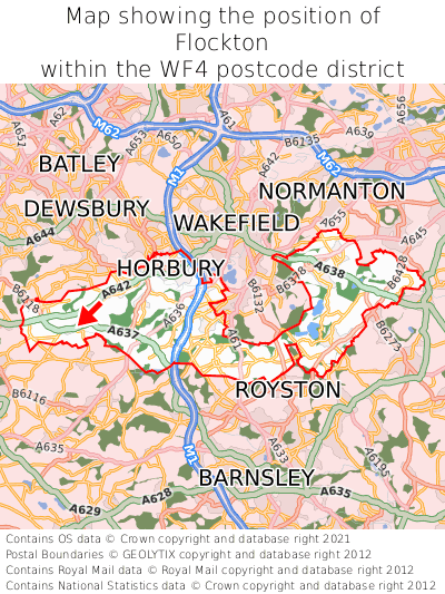 Map showing location of Flockton within WF4