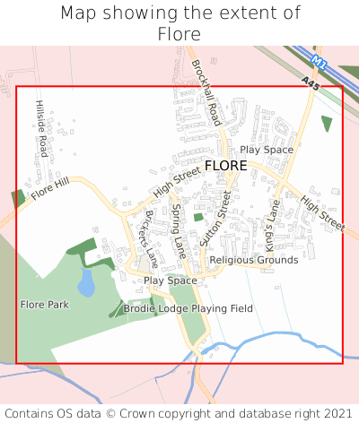 Map showing extent of Flore as bounding box