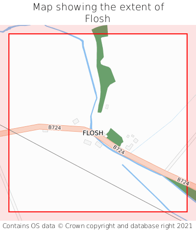 Map showing extent of Flosh as bounding box
