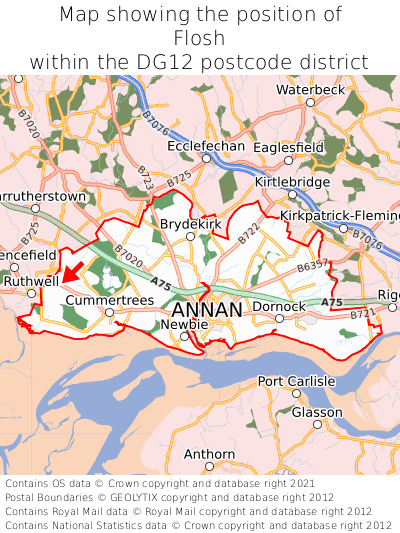Map showing location of Flosh within DG12