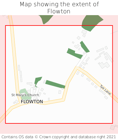 Map showing extent of Flowton as bounding box