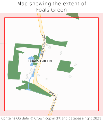 Map showing extent of Foals Green as bounding box