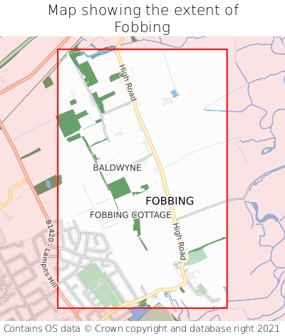 Map showing extent of Fobbing as bounding box