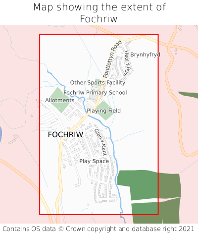 Map showing extent of Fochriw as bounding box