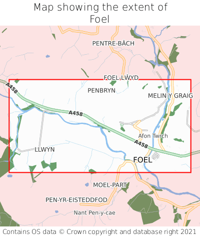 Map showing extent of Foel as bounding box